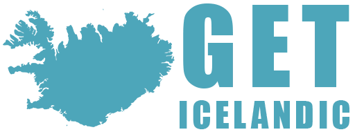 site logo with an image of iceland and the text get icelandic