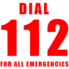 graphic instructing users to dial 112 for all emergencies